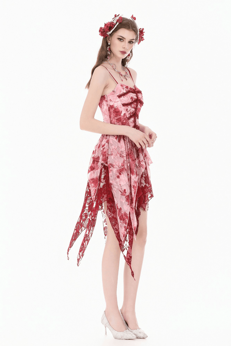 Romantic Gothic Lace Dress with Asymmetric Handkerchief Hem - image 15