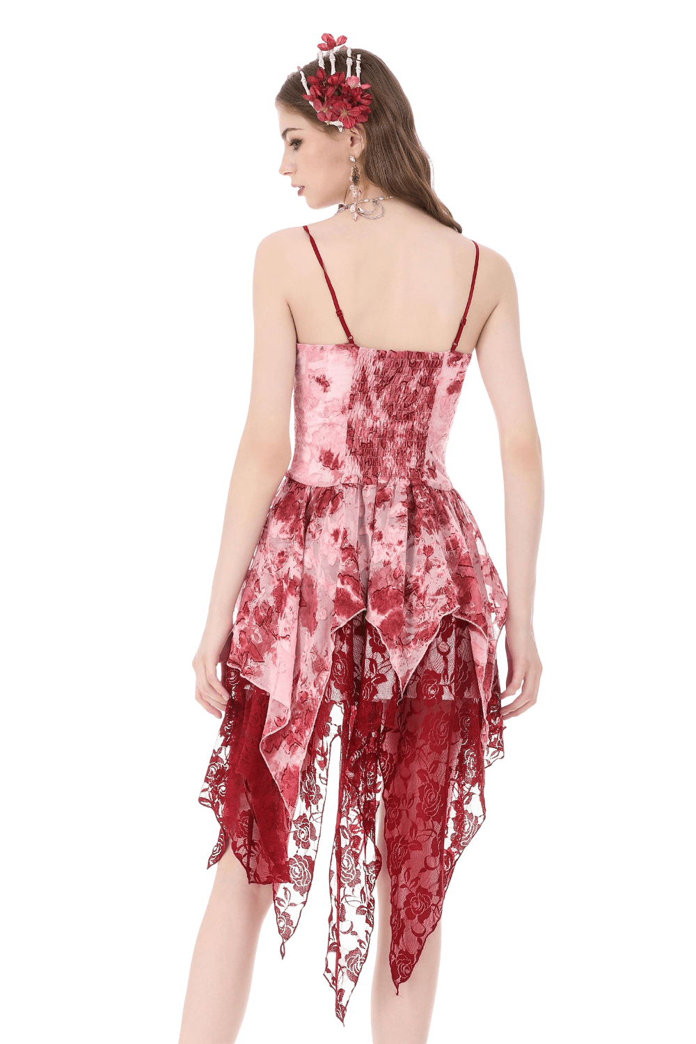 Romantic Gothic Lace Dress with Asymmetric Handkerchief Hem - image 2