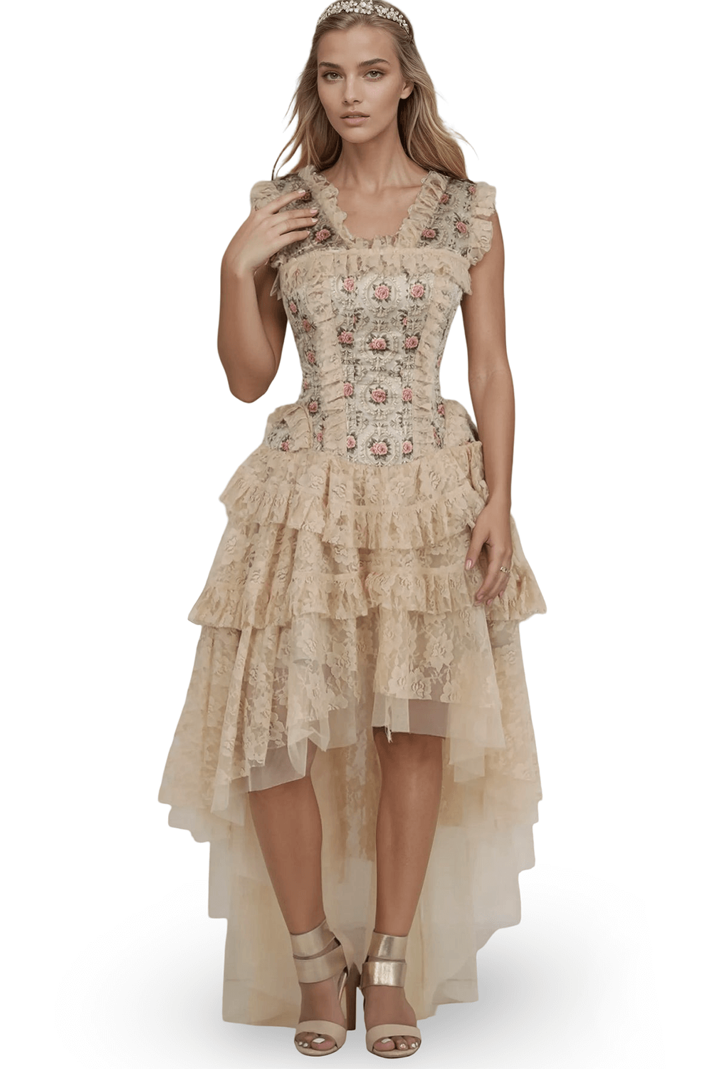 Romantic Rococo Overbust Corset Dress with Lace Skirt - image 1