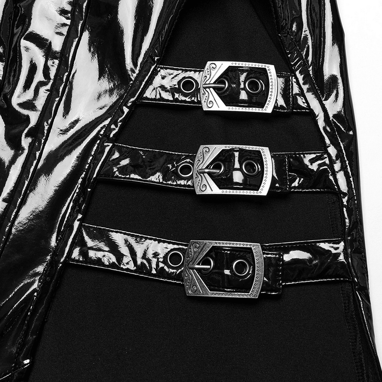 Sexy and Elegant Black Faux Leather Long Slit Dress - image 7