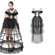 Sexy Black Tulle Gothic Dress with Lace Details and Layers - image 3