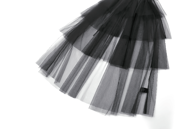 Sexy Black Tulle Gothic Dress with Lace Details and Layers - image 9