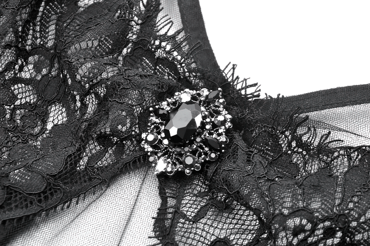 Sexy Black Tulle Gothic Dress with Lace Details and Layers - image 8