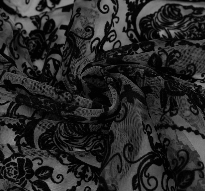 Sexy Black Vintage Pattern Irregular Dress / Gothic Women's Dress With Metal Hearts on Straps - image 9