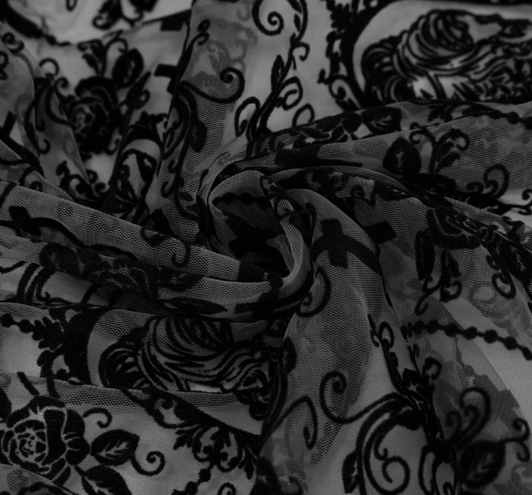 Sexy Black Vintage Pattern Irregular Dress / Gothic Women's Dress With Metal Hearts on Straps - image 9