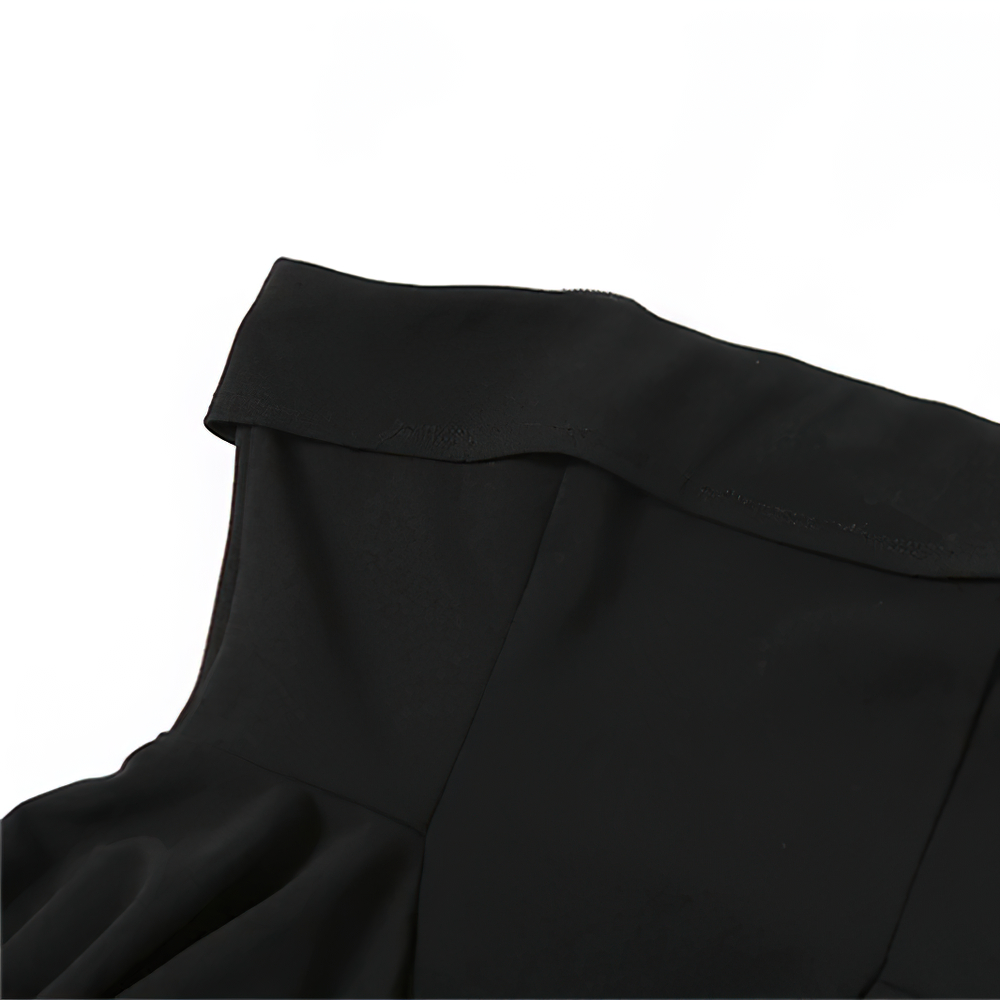 Sexy Black Women's Asymmetrical Dress / Fashion Beautiful Strapless Mini Dress with Shorts - image 11