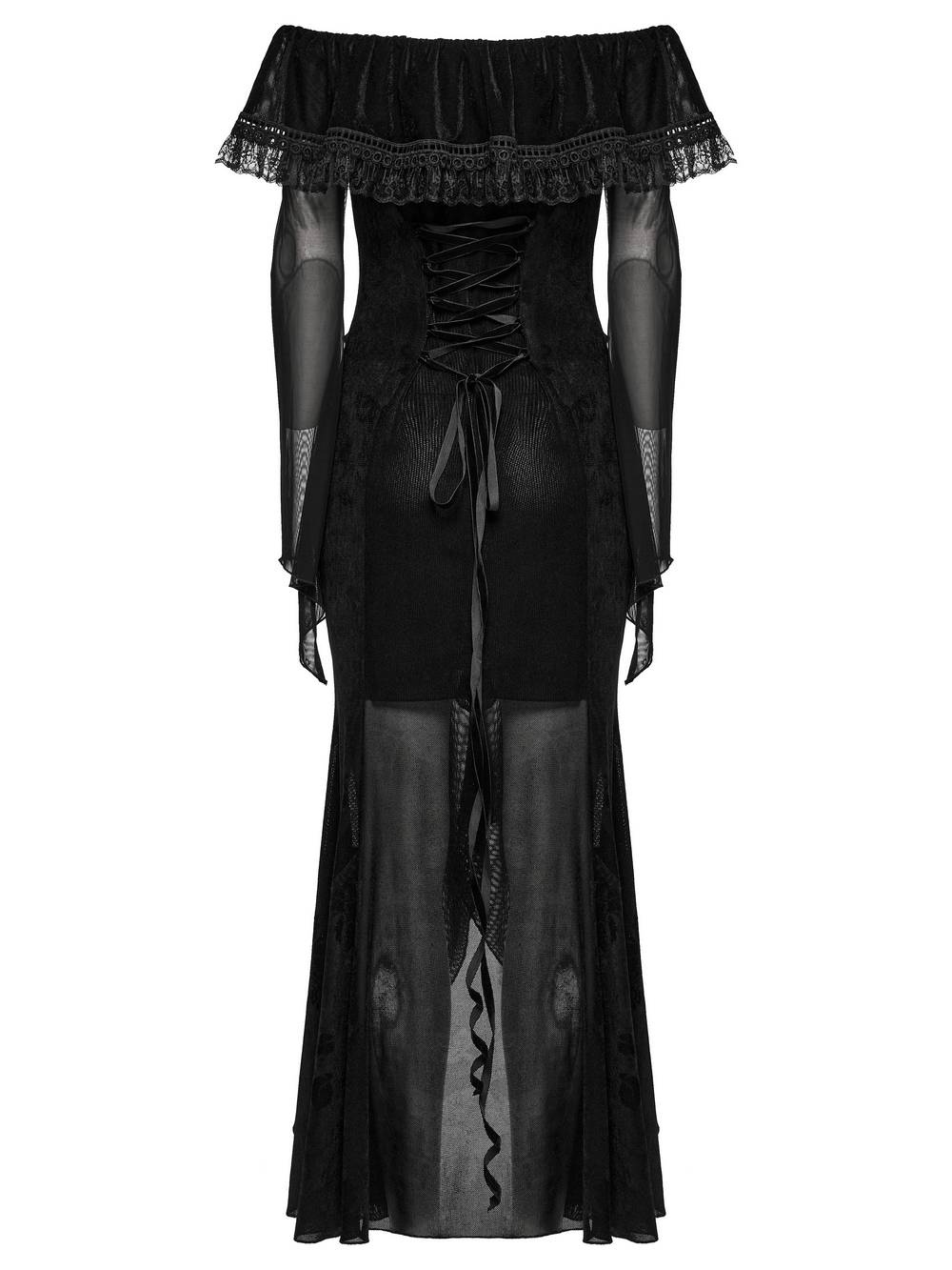 Sexy Goth Mesh Dress with Ruffle and Fishtail Hem Design - image 6