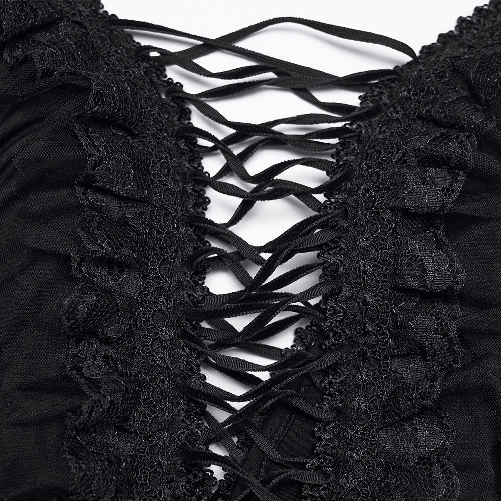 Sexy Gothic Lace Up Ruched Bodycon Slip Dress - image 7