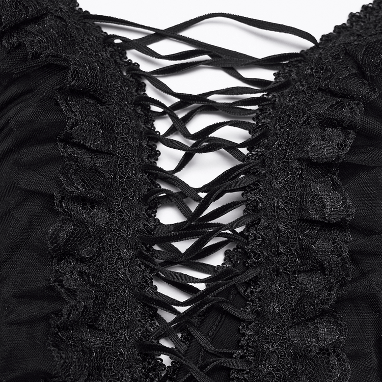 Sexy Gothic Lace Up Ruched Bodycon Slip Dress - image 7