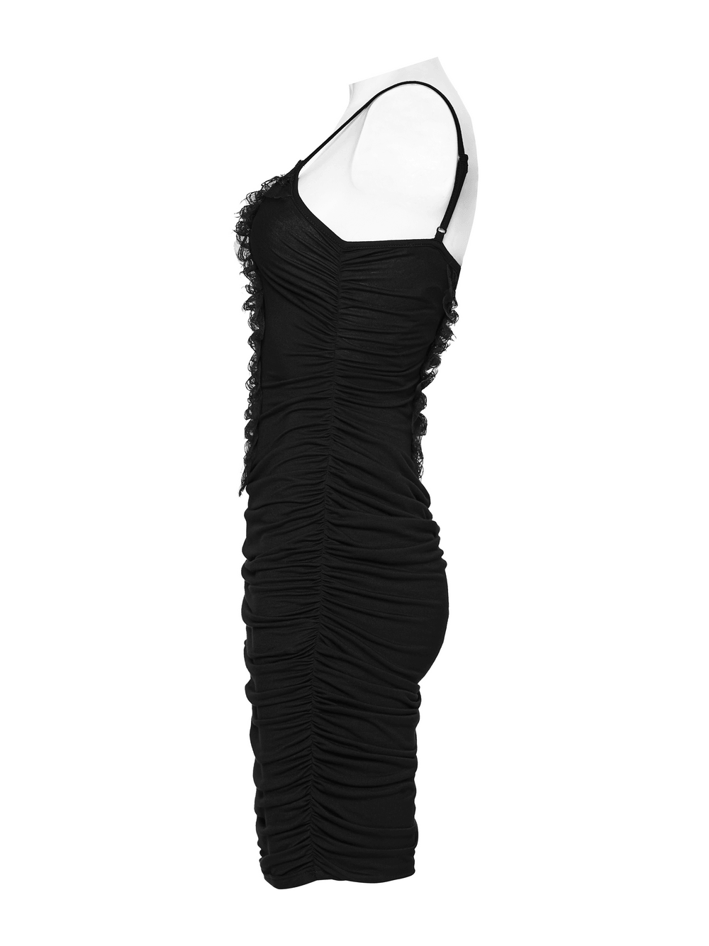 Sexy Gothic Lace Up Ruched Bodycon Slip Dress - image 5