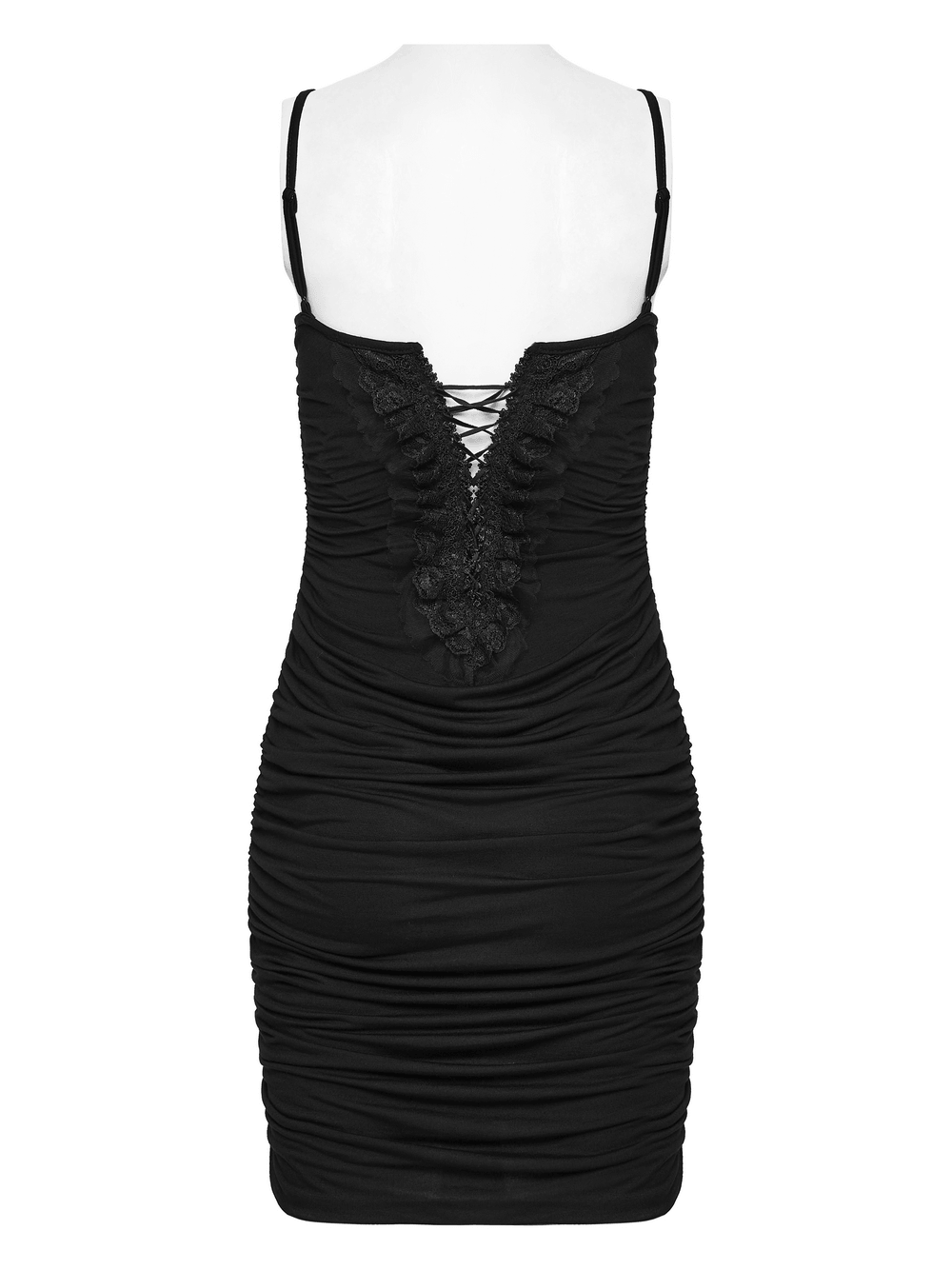 Sexy Gothic Lace Up Ruched Bodycon Slip Dress - image 6