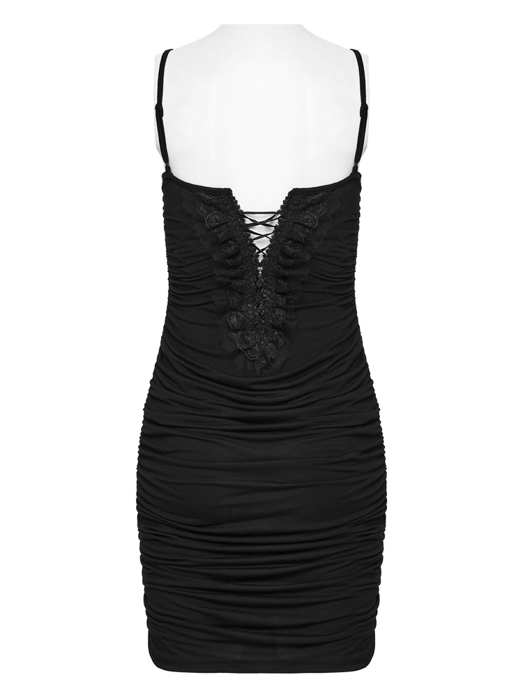 Sexy Gothic Lace Up Ruched Bodycon Slip Dress - image 6