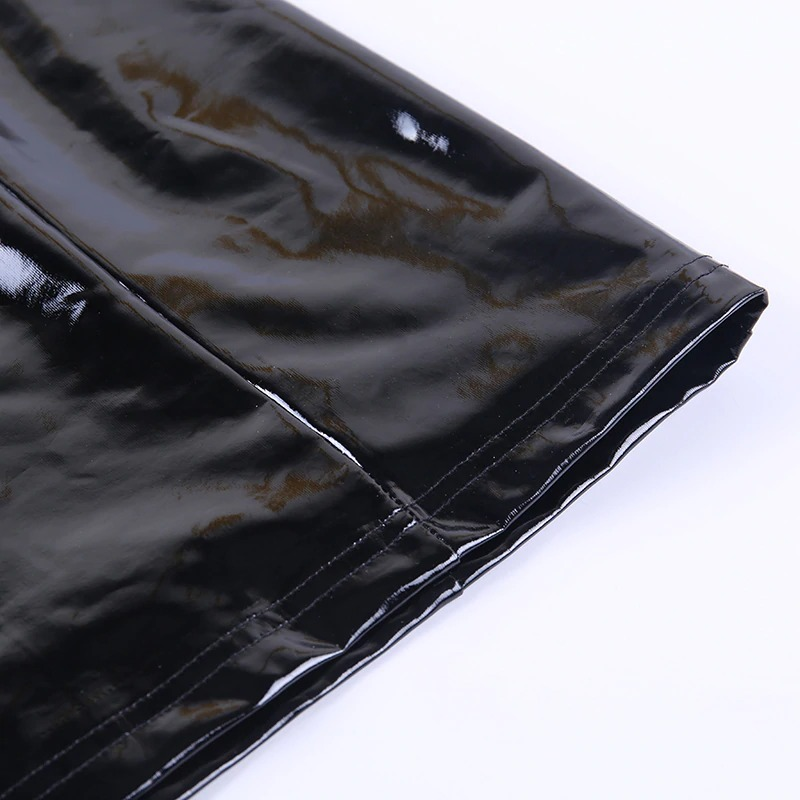Sexy Gothic Women's Bodycon Mini Dress of Leather / Vintage Black Dress with high waist - image 10
