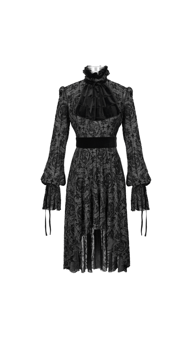 Sexy Irregular Lace Dress / Women's Elastic Dress With Long Sleeves in Gothic Style - image 4