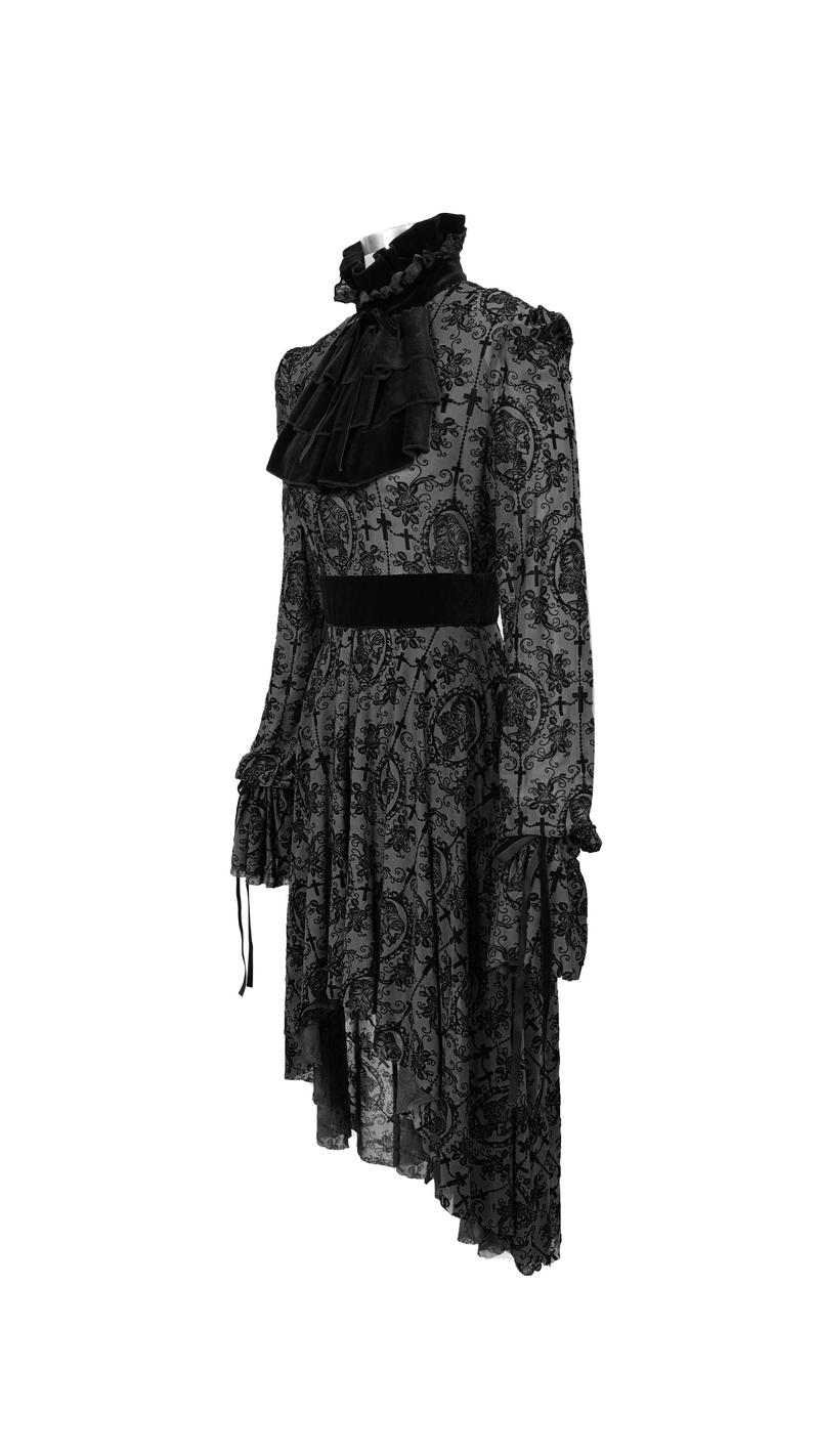 Sexy Irregular Lace Dress / Women's Elastic Dress With Long Sleeves in Gothic Style - image 5