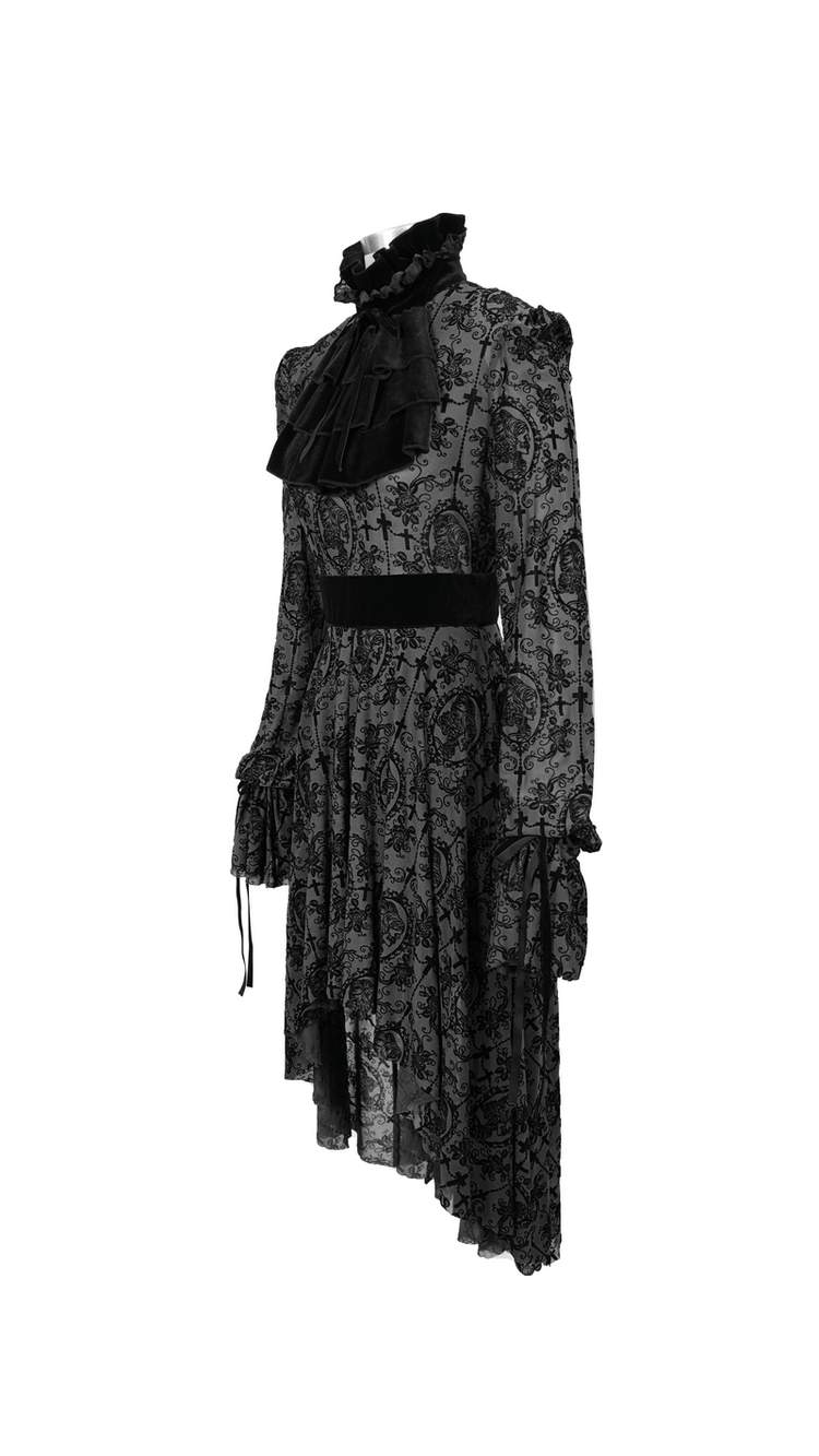 Sexy Irregular Lace Dress / Women's Elastic Dress With Long Sleeves in Gothic Style - image 5