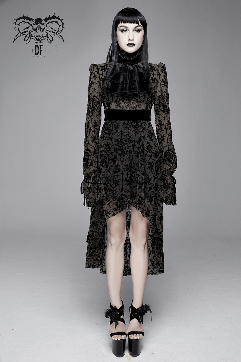 Sexy Irregular Lace Dress / Women's Elastic Dress With Long Sleeves in Gothic Style - image 16
