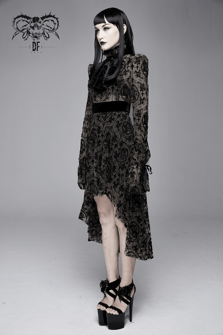 Sexy Irregular Lace Dress / Women's Elastic Dress With Long Sleeves in Gothic Style - image 17
