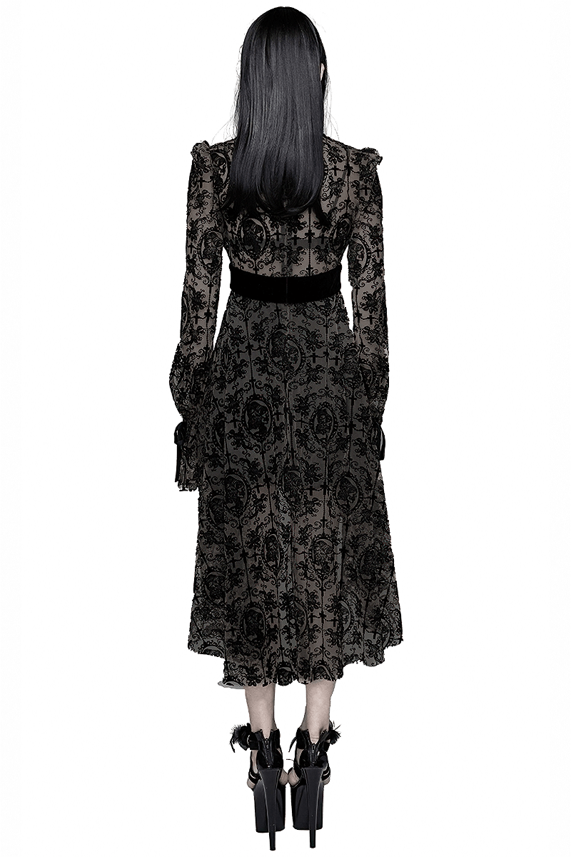 Sexy Irregular Lace Dress / Women's Elastic Dress With Long Sleeves in Gothic Style - image 2