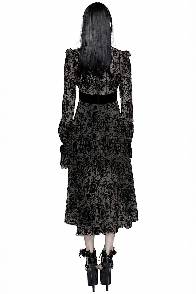 Sexy Irregular Lace Dress / Women's Elastic Dress With Long Sleeves in Gothic Style - image 2