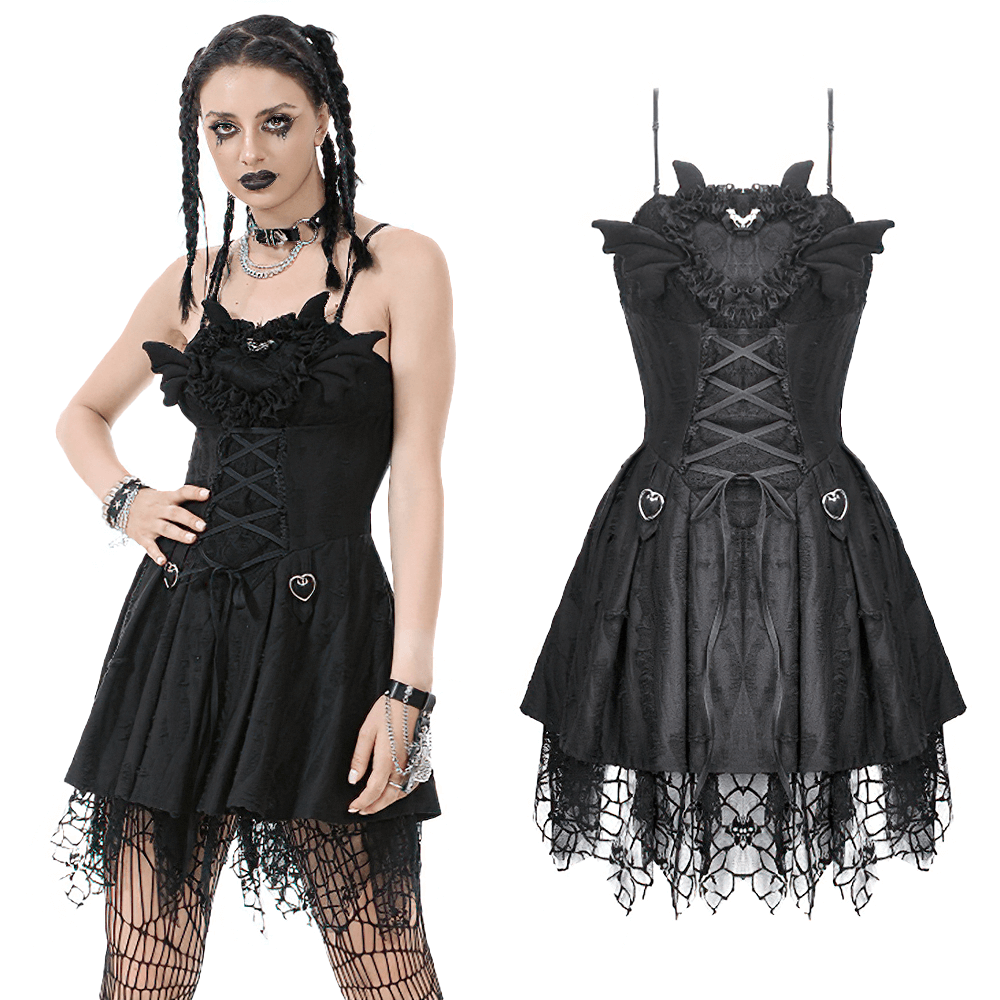 Sexy Lace Corset Dress with Heart Clips and Mesh Hem - image 3