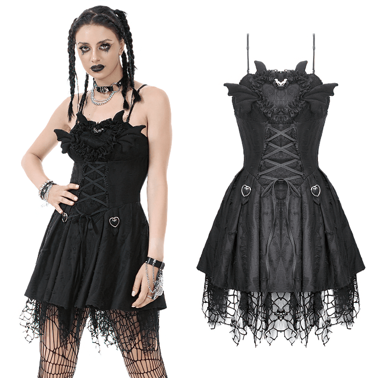 Sexy Lace Corset Dress with Heart Clips and Mesh Hem - image 3