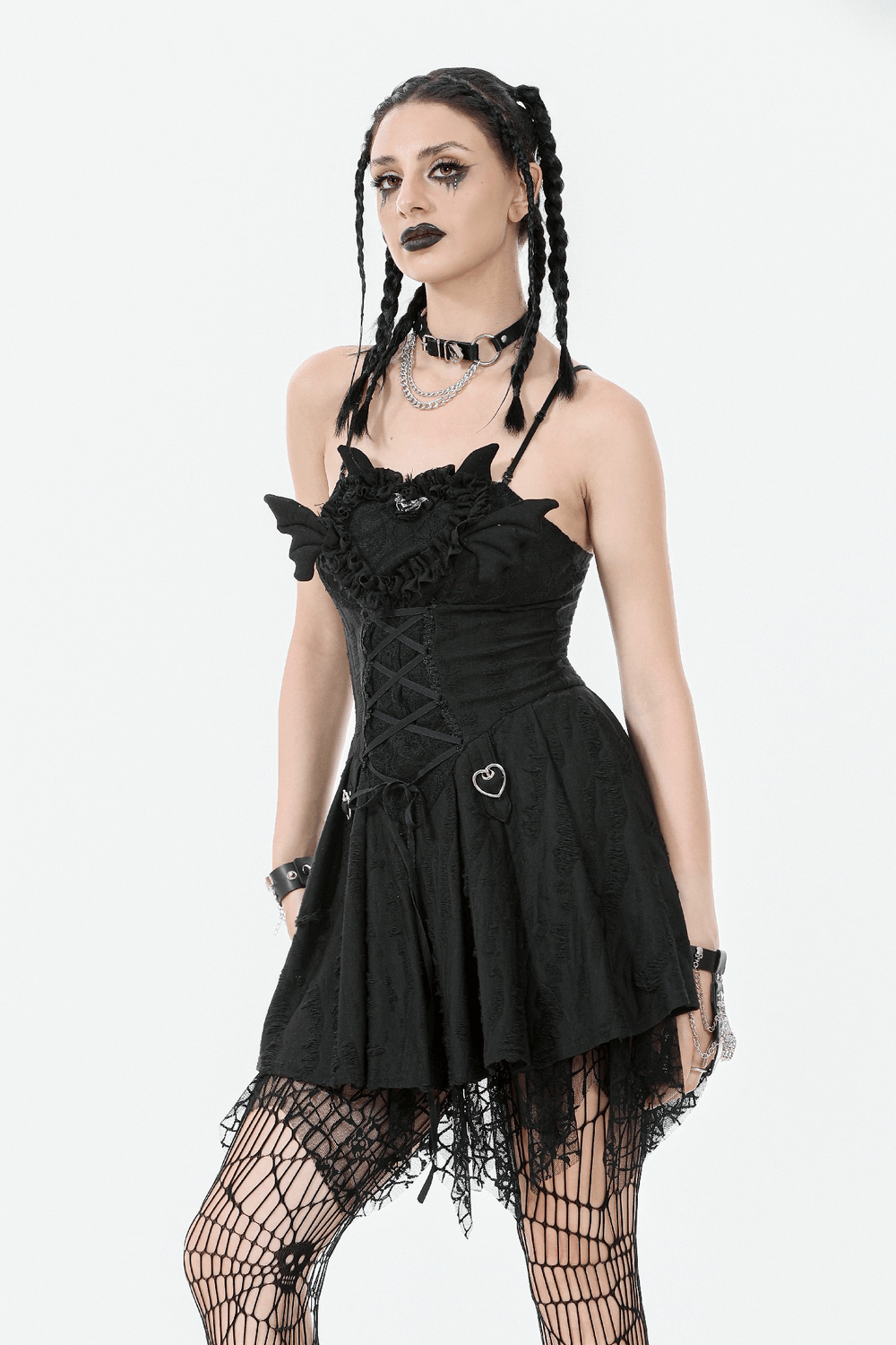 Sexy Lace Corset Dress with Heart Clips and Mesh Hem - image 12