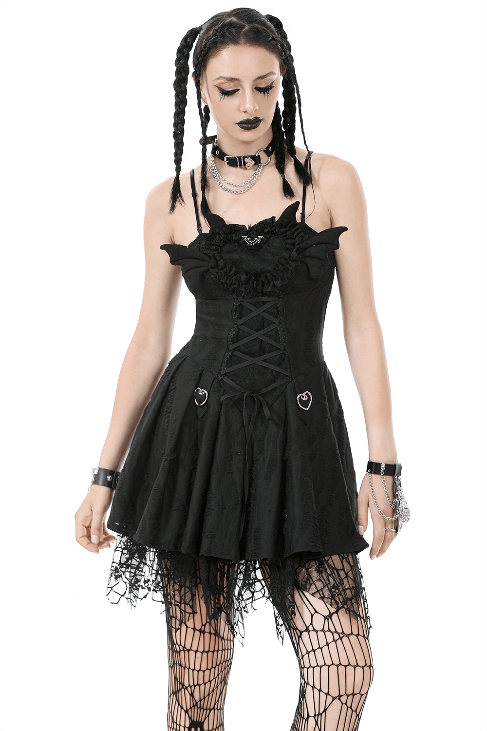 Sexy Lace Corset Dress with Heart Clips and Mesh Hem - image 1