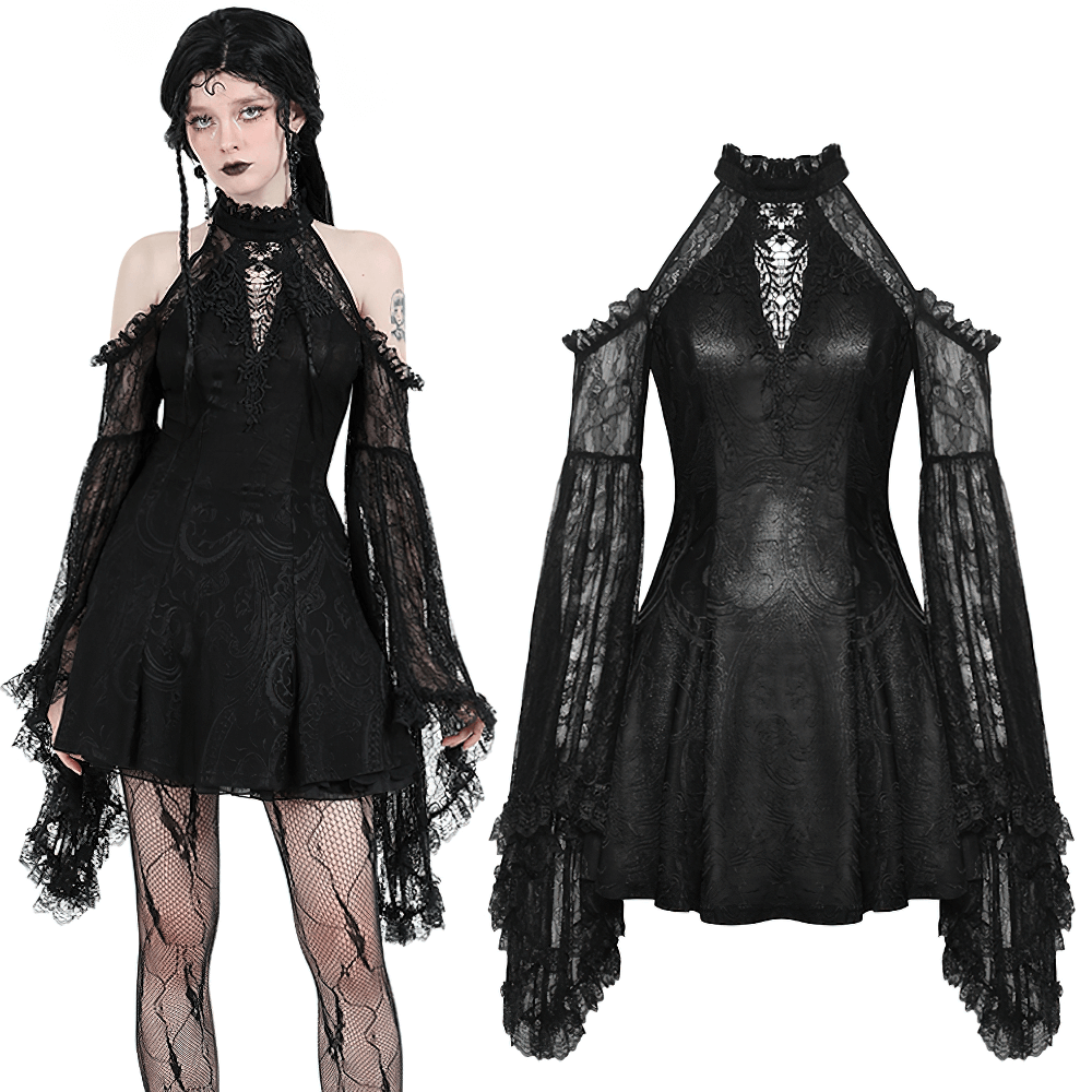 Sexy Lace Off-Shoulders Dress with Bell Sleeves - image 3