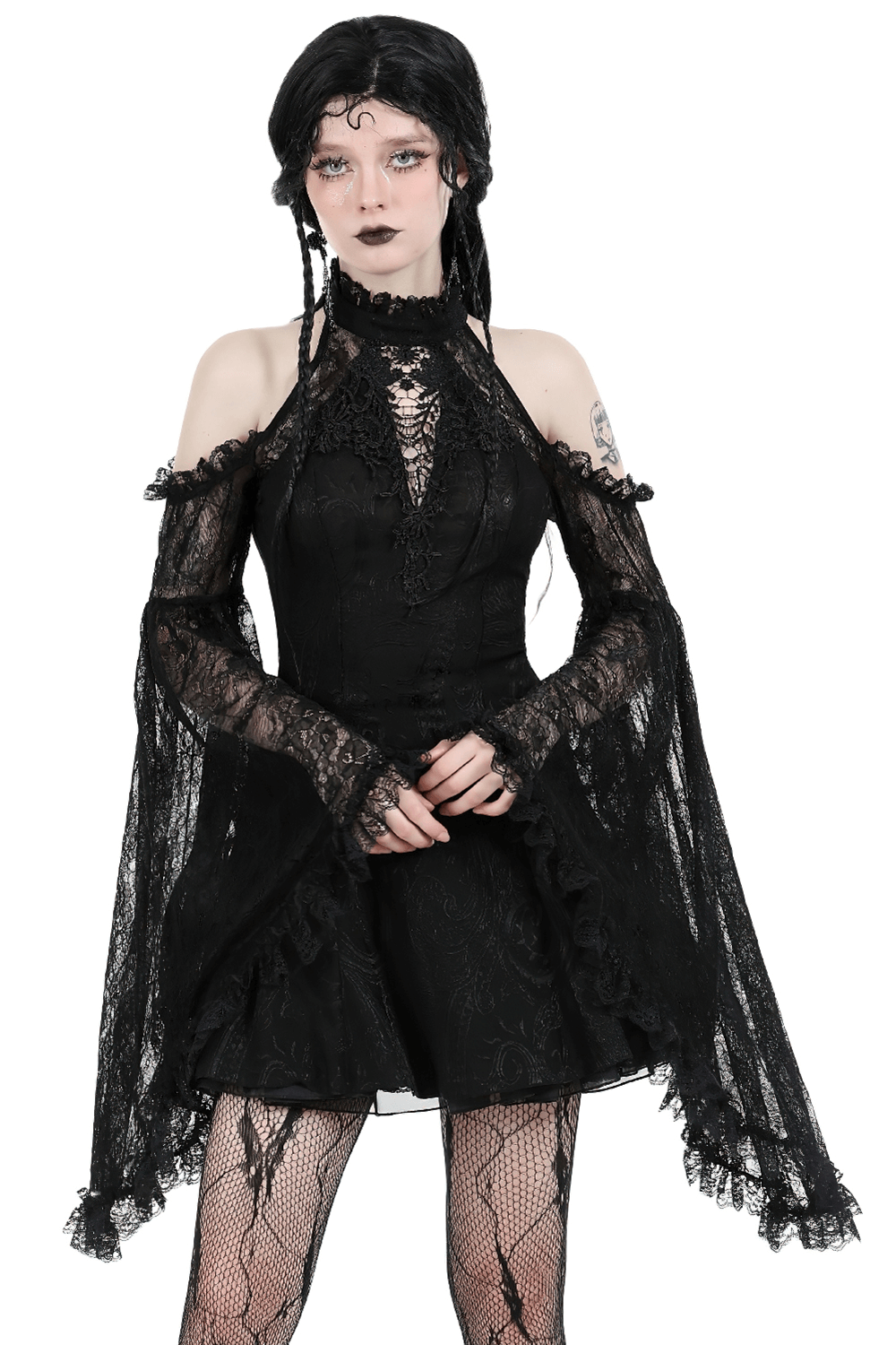 Sexy Lace Off-Shoulders Dress with Bell Sleeves - image 1