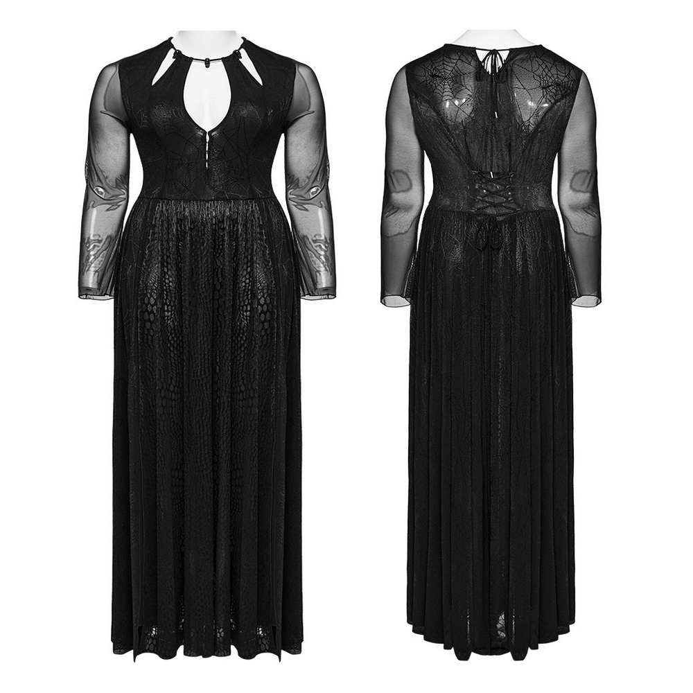 Sexy Mesh Gothic Dress with Spiderweb and Python Pattern - image 3