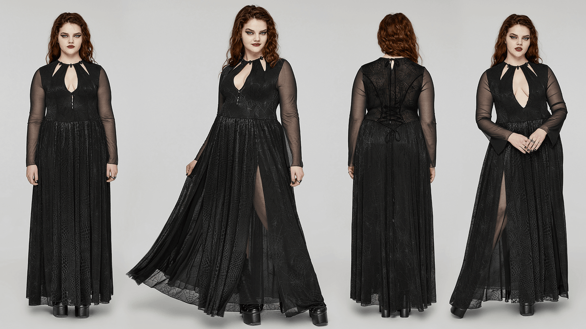 Sexy Mesh Gothic Dress with Spiderweb and Python Pattern - image 14