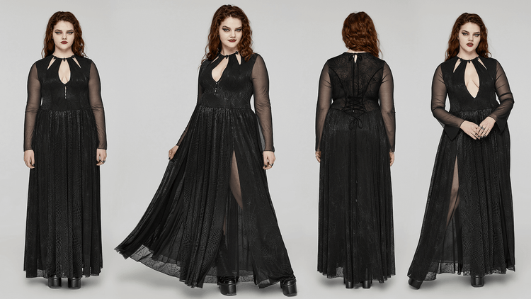Sexy Mesh Gothic Dress with Spiderweb and Python Pattern - image 14