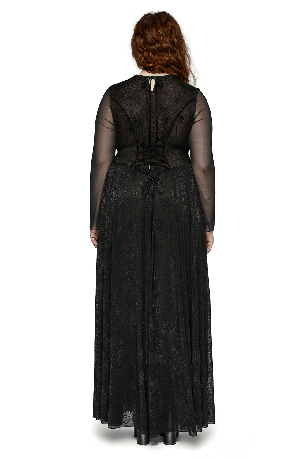 Sexy Mesh Gothic Dress with Spiderweb and Python Pattern - image 2
