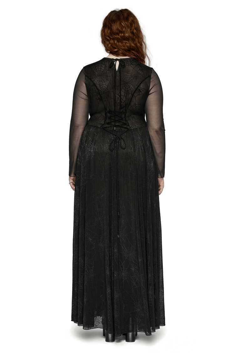 Sexy Mesh Gothic Dress with Spiderweb and Python Pattern - image 2