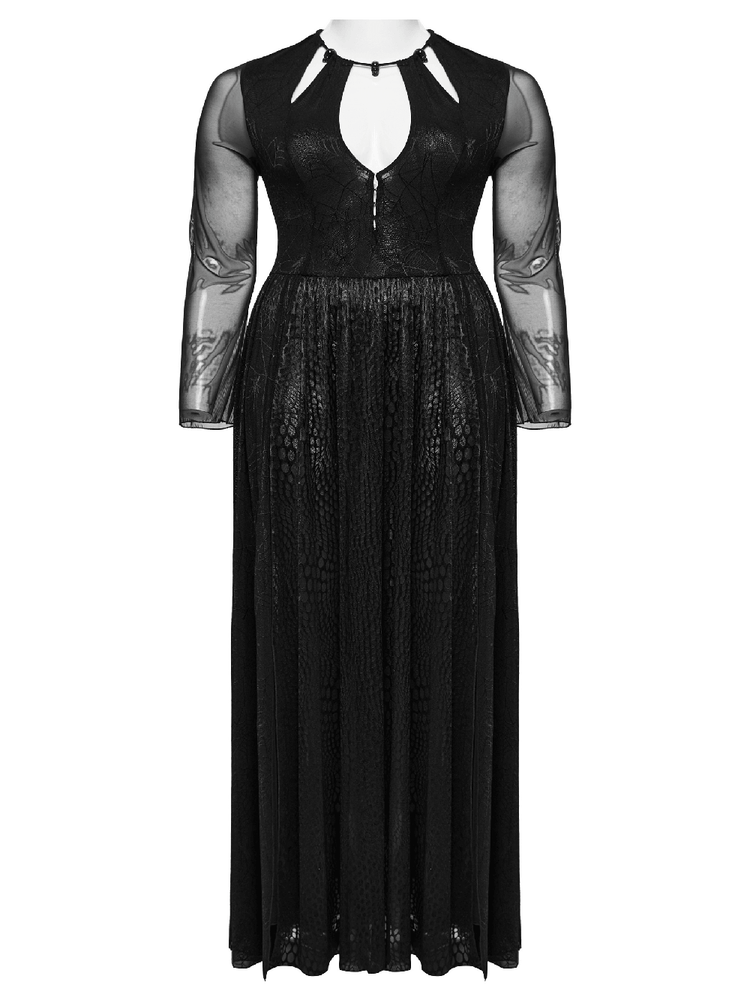 Sexy Mesh Gothic Dress with Spiderweb and Python Pattern - image 4