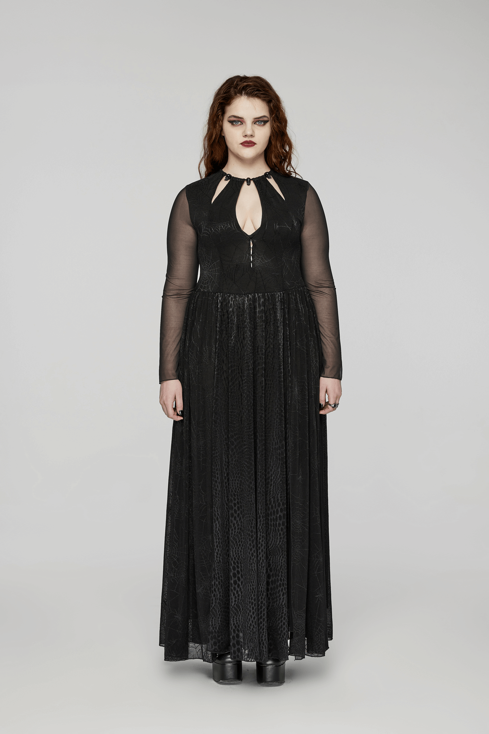 Sexy Mesh Gothic Dress with Spiderweb and Python Pattern - image 12