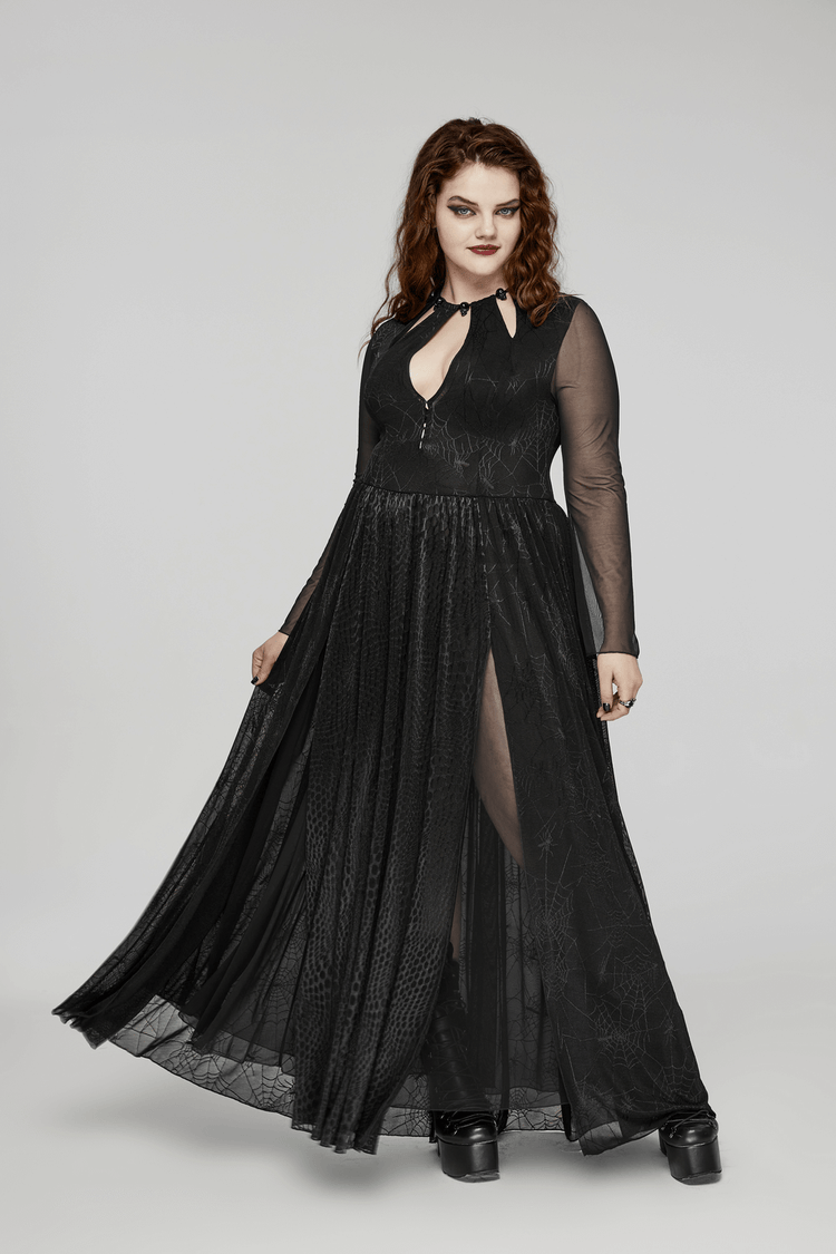 Sexy Mesh Gothic Dress with Spiderweb and Python Pattern - image 13