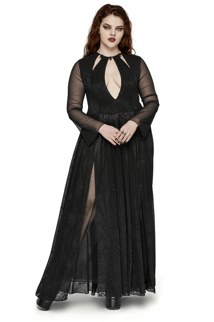 Sexy Mesh Gothic Dress with Spiderweb and Python Pattern - image 1
