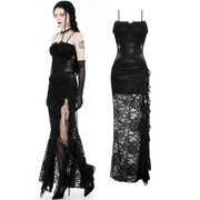 Sexy Sheer Black Lace Maxi Dress with Side Slit - image 3