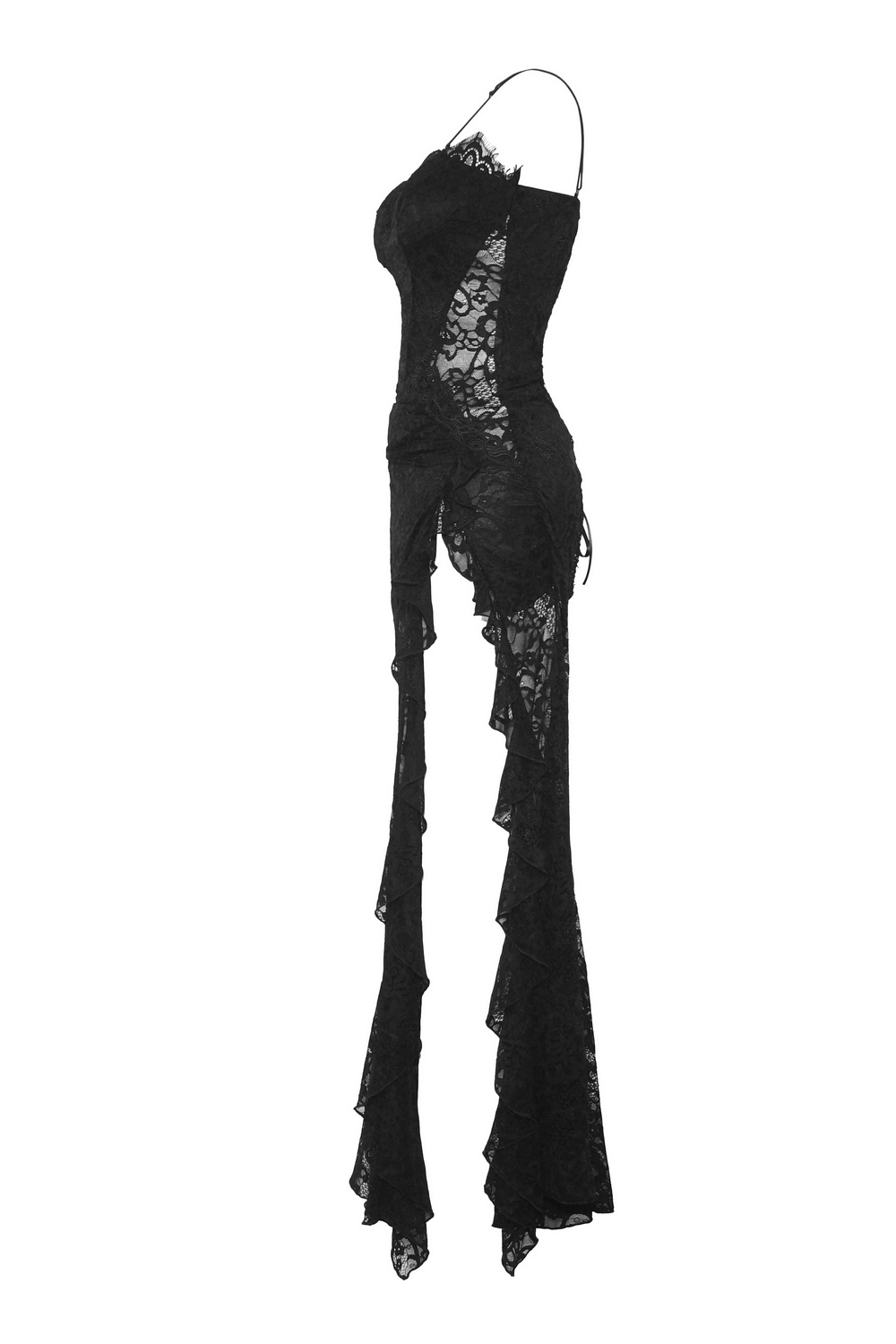 Sexy Sheer Black Lace Maxi Dress with Side Slit - image 5