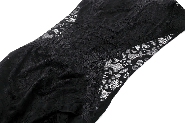 Sexy Sheer Black Lace Maxi Dress with Side Slit - image 8