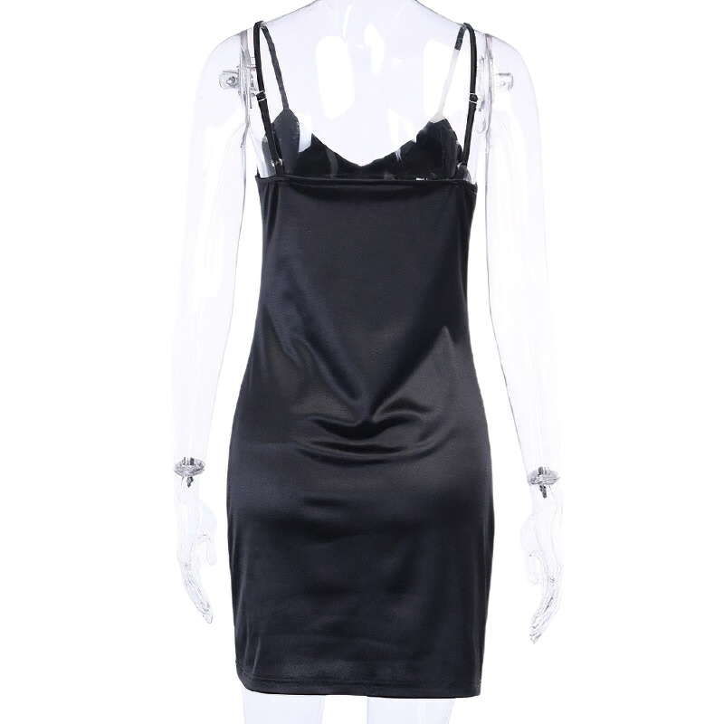 Sexy V-Neck Slim Women's Dress / Gothic Punk High Waist Strap Dresses - image 3