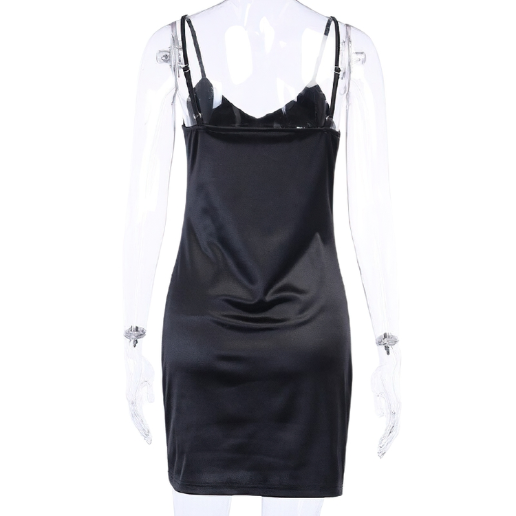 Sexy V-Neck Slim Women's Dress / Gothic Punk High Waist Strap Dresses - image 3