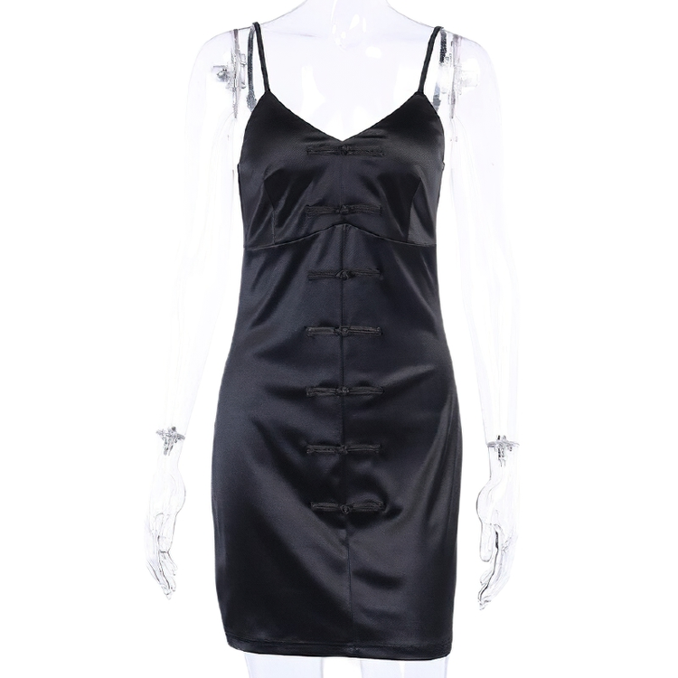 Sexy V-Neck Slim Women's Dress / Gothic Punk High Waist Strap Dresses - image 2
