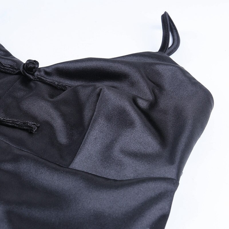 Sexy V-Neck Slim Women's Dress / Gothic Punk High Waist Strap Dresses - image 6