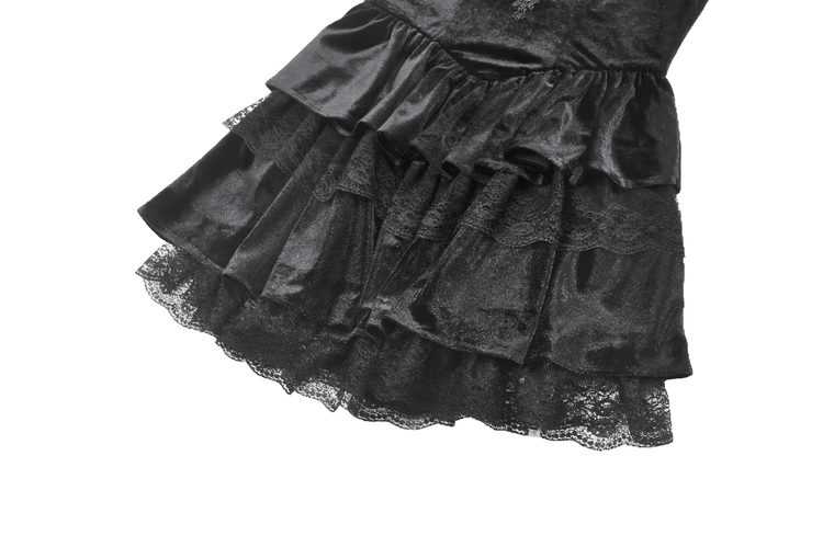 Sexy Velvet Lace Tiered Mini Dress with Corset and Ruffles - image 9