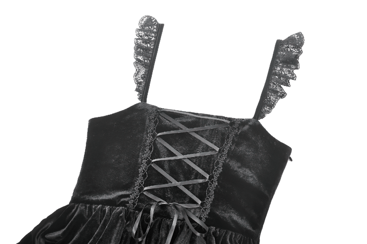 Sexy Velvet Lace Tiered Mini Dress with Corset and Ruffles - image 7