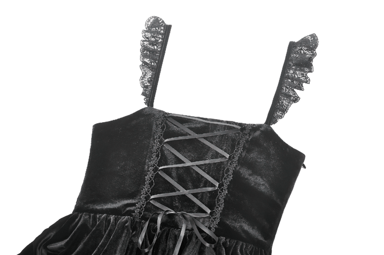 Sexy Velvet Lace Tiered Mini Dress with Corset and Ruffles - image 7