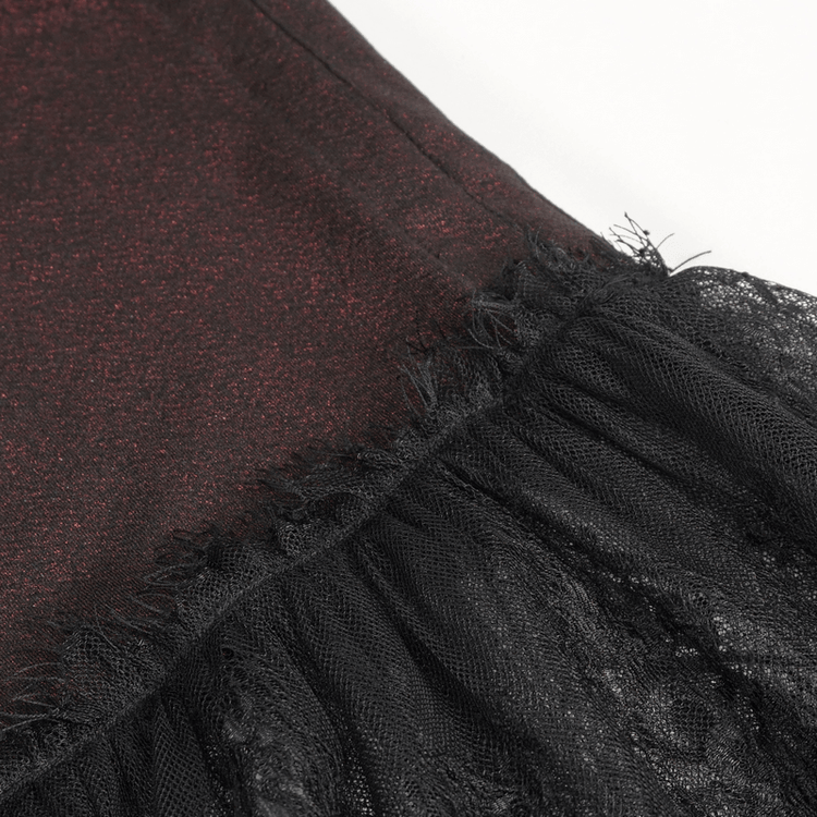 Sexy Women's Off Shoulder Lace Dress / Gothic Wine Red Splice Dresses - image 14